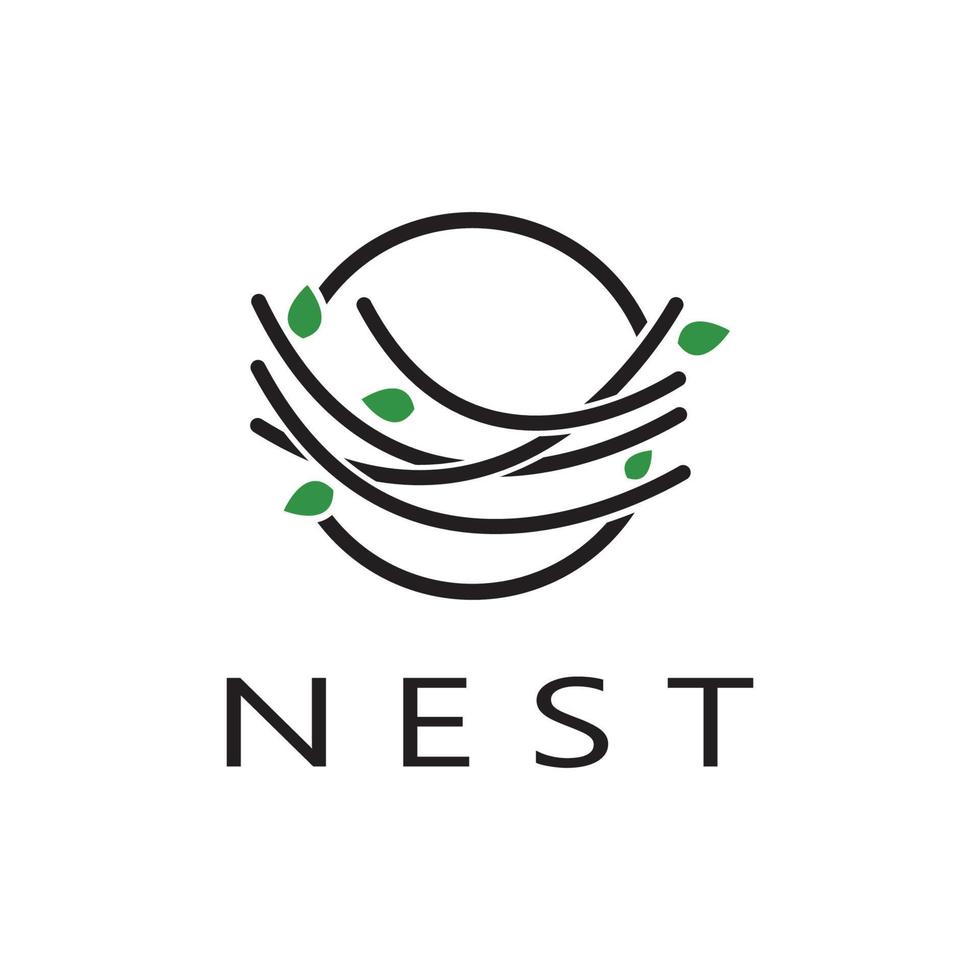 bird nest logo icon illustration design template, for bird farm, bird business, bird house, bird conservation with modern minimalist vector concept