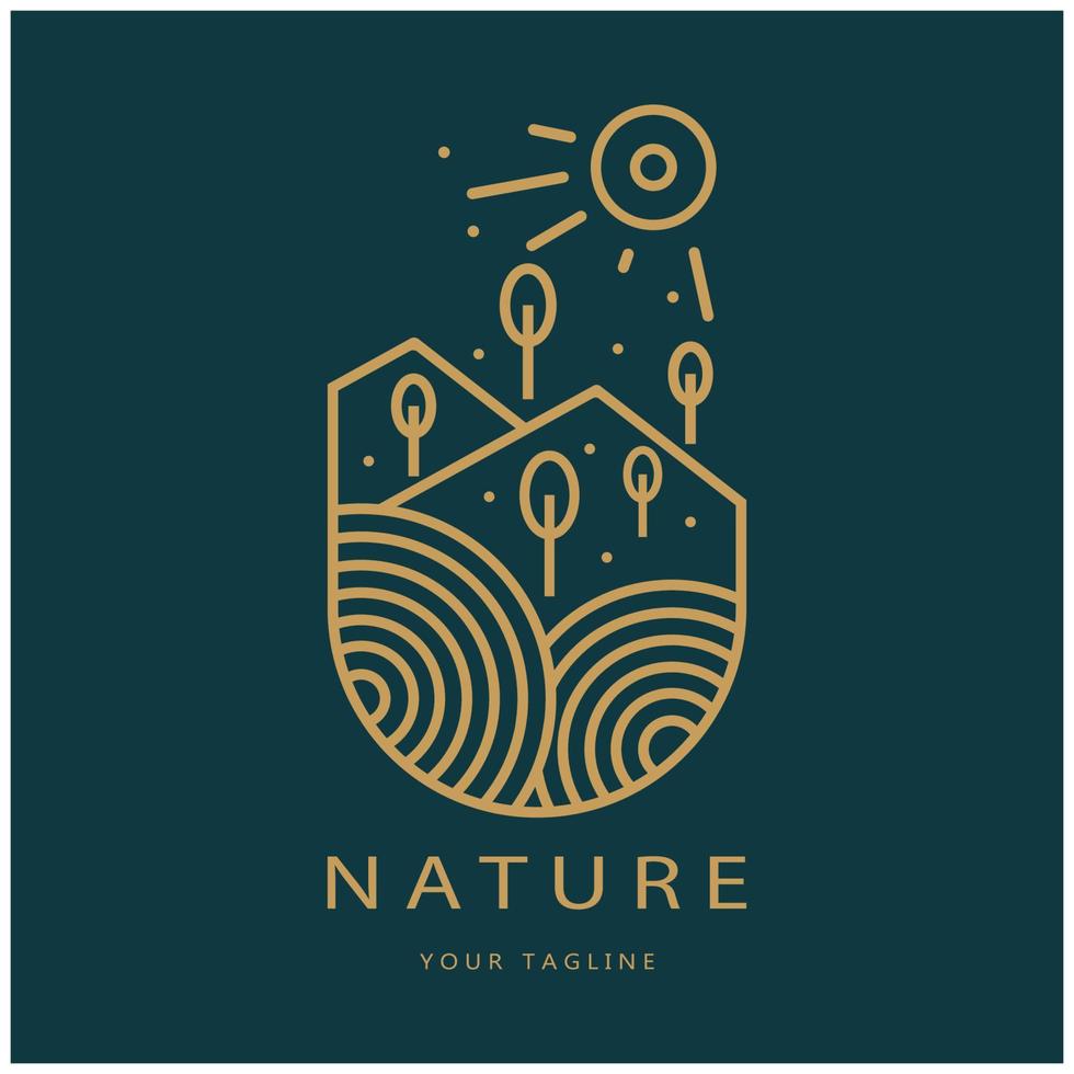 naturaleza vector logo. con árboles, ríos, mares, montañas, negocio emblemas, viaje insignias, ,ecológico salud