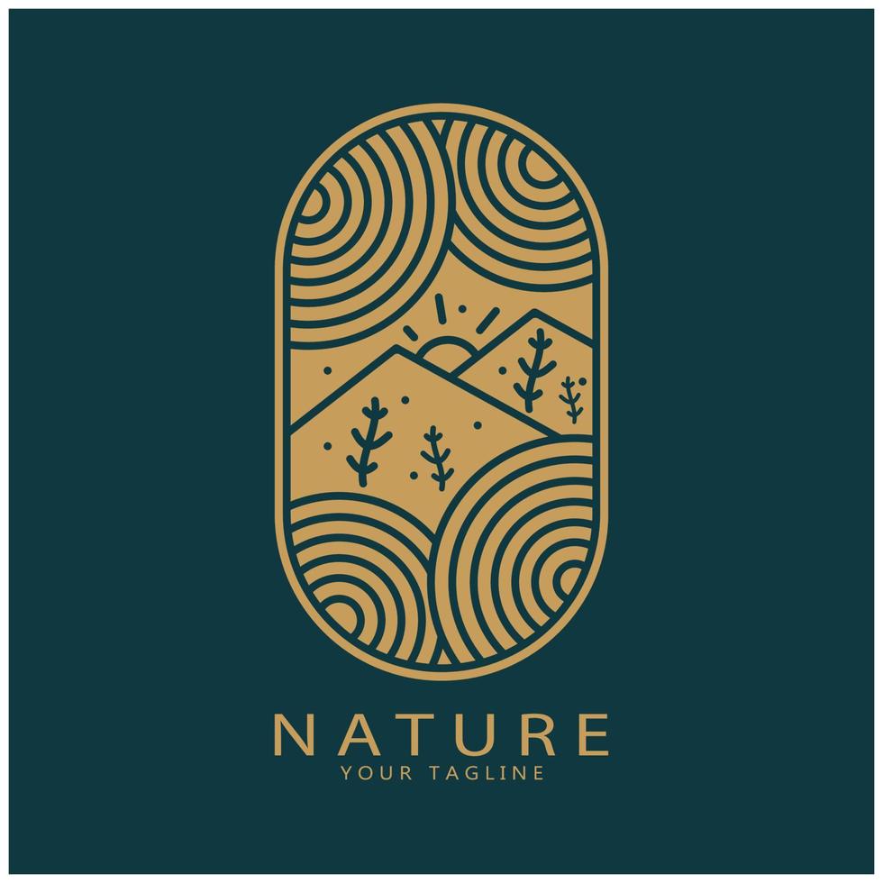 naturaleza vector logo. con árboles, ríos, mares, montañas, negocio emblemas, viaje insignias, ,ecológico salud