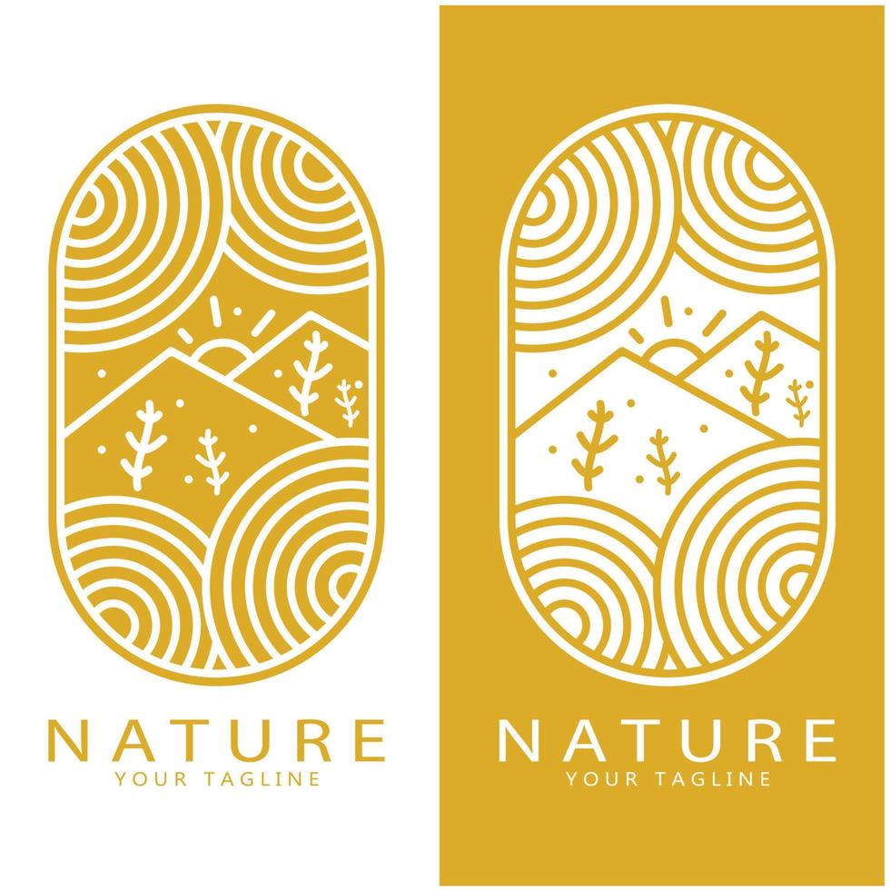 Nature vector logo. with trees, rivers, seas, mountains, business emblems, travel badges, ,ecological health