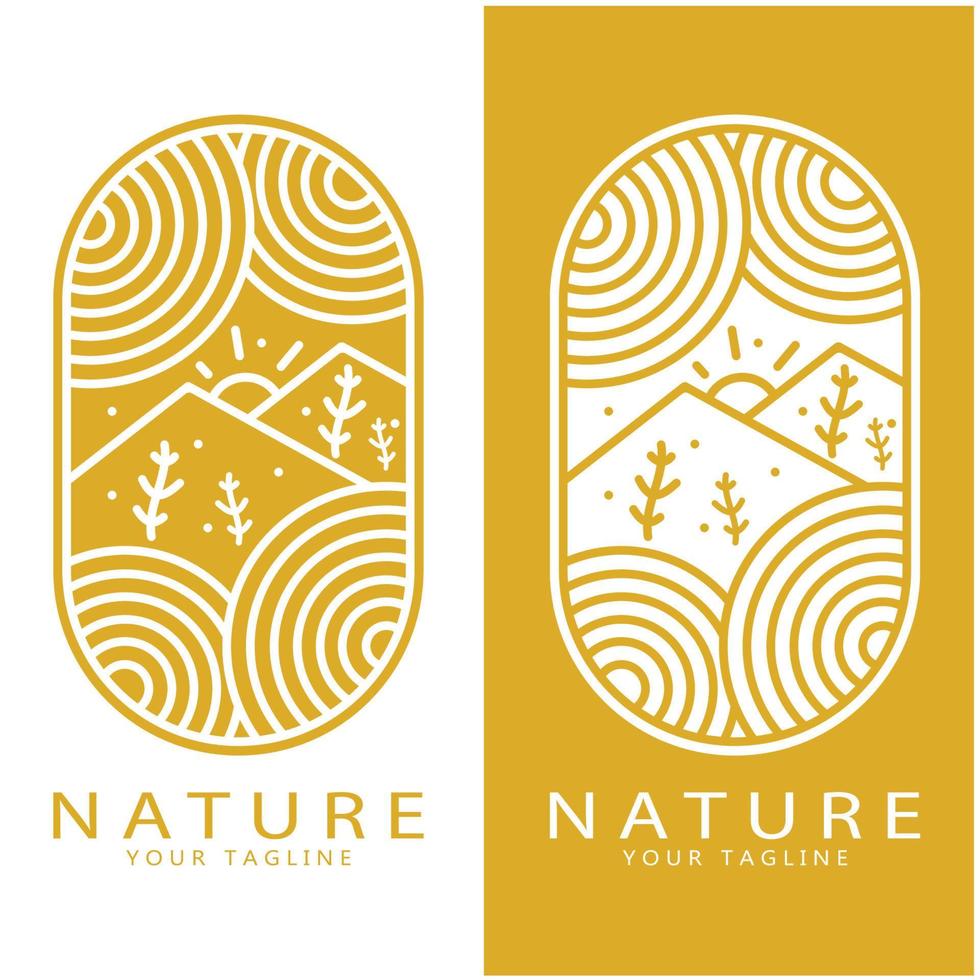 naturaleza vector logo. con árboles, ríos, mares, montañas, negocio emblemas, viaje insignias, ,ecológico salud