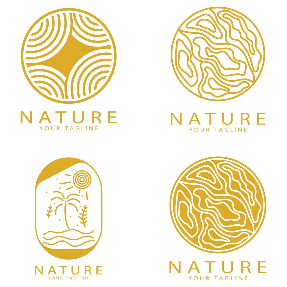 naturaleza vector logo. con árboles, ríos, mares, montañas, negocio emblemas, viaje insignias, ,ecológico salud