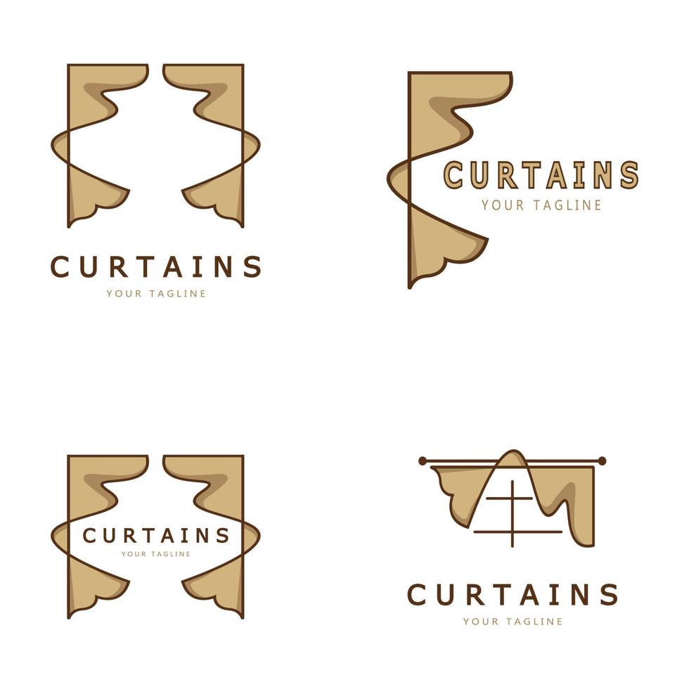 cortina logo ilustración plantilla, para teatro, casa hotel y apartamento,muebles,insignia,cortina negocio, vector