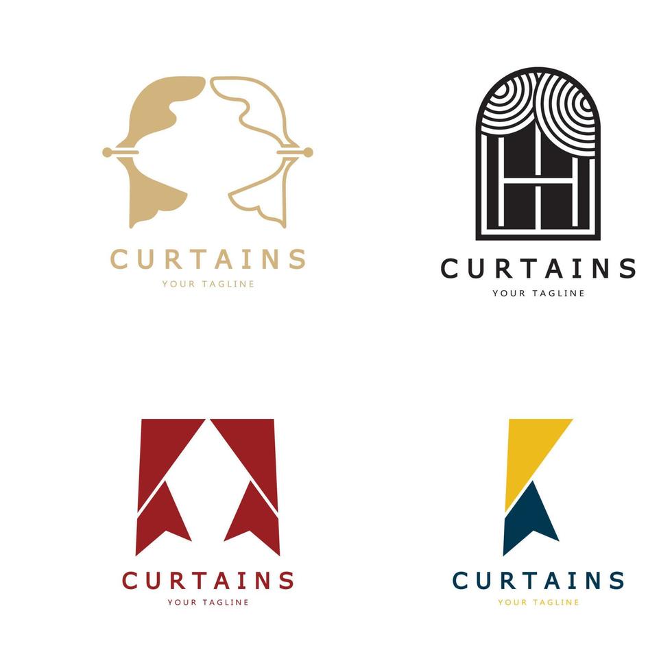 cortina logo ilustración plantilla, para teatro, casa hotel y apartamento,muebles,insignia,cortina negocio, vector