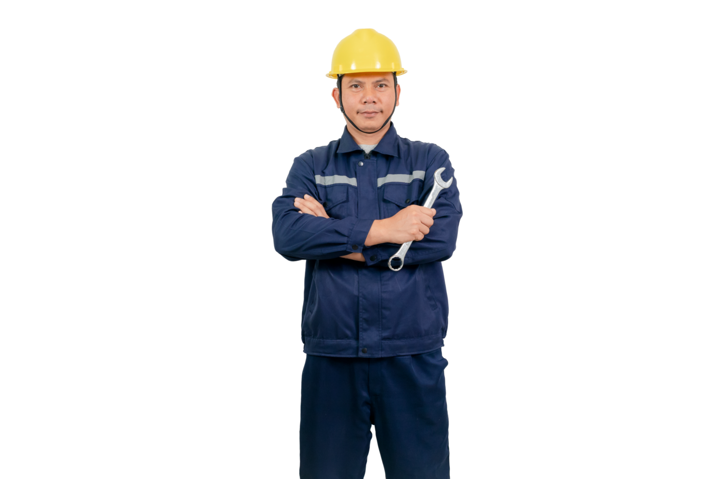 A man wearing a mechanic's work uniform png