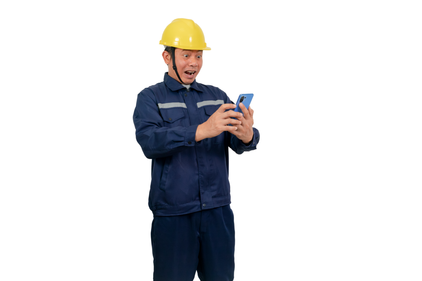 A man wearing a mechanic's work uniform png