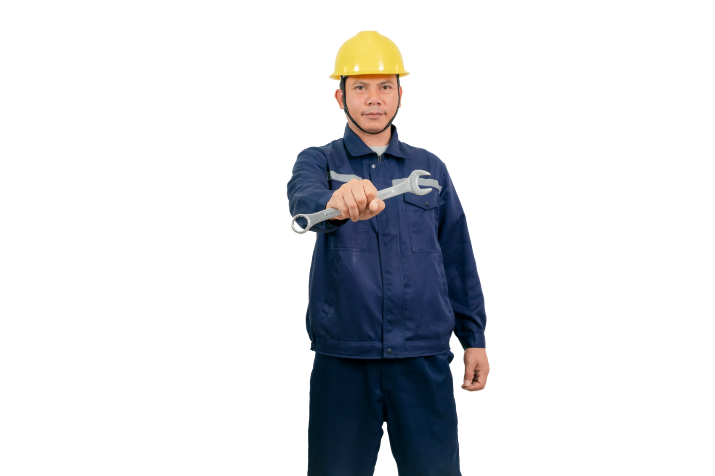 A man wearing a mechanic's work uniform png