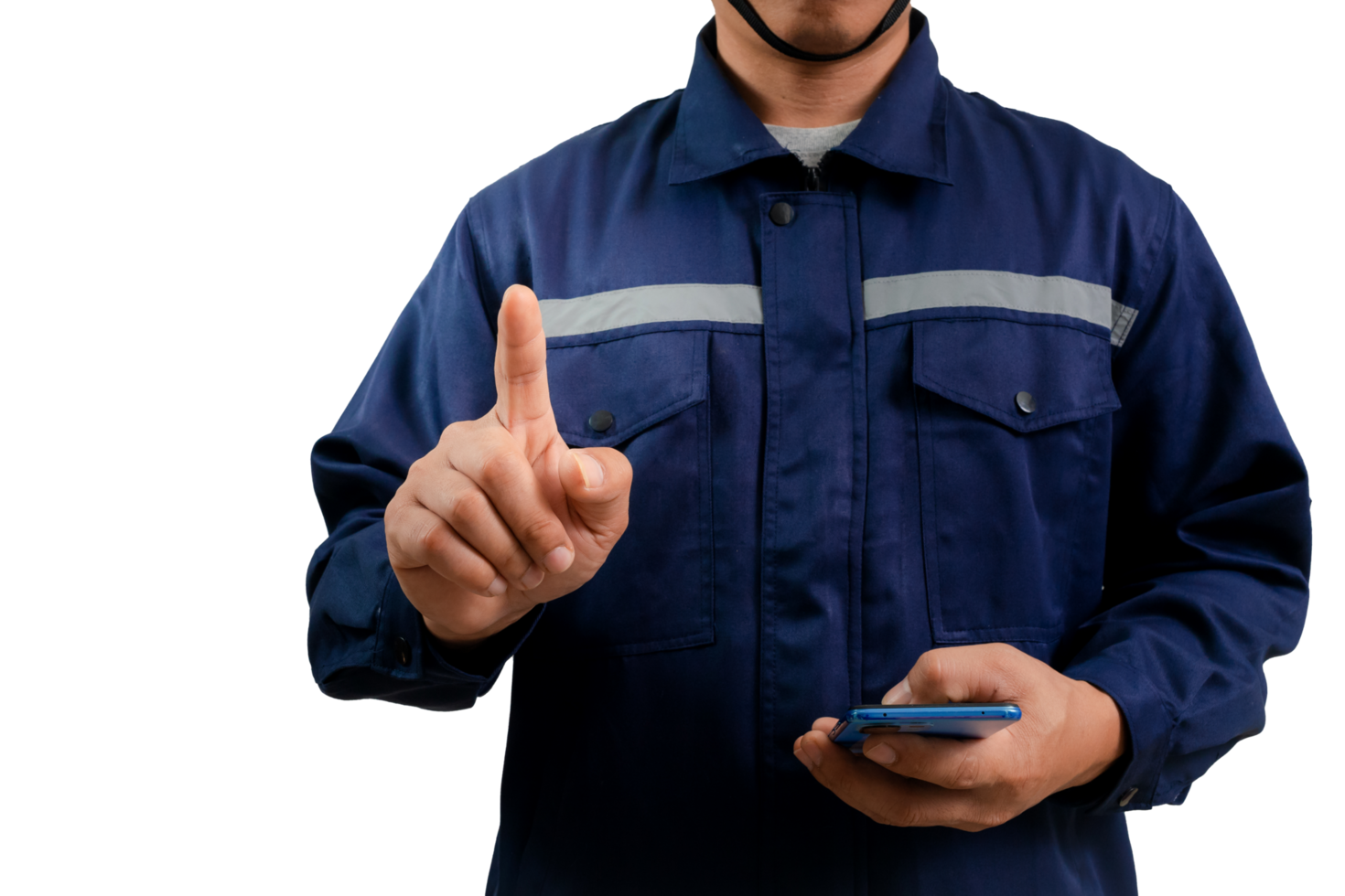 A man wearing a mechanic's work uniform png