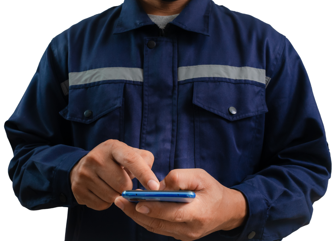 A man wearing a mechanic's work uniform png