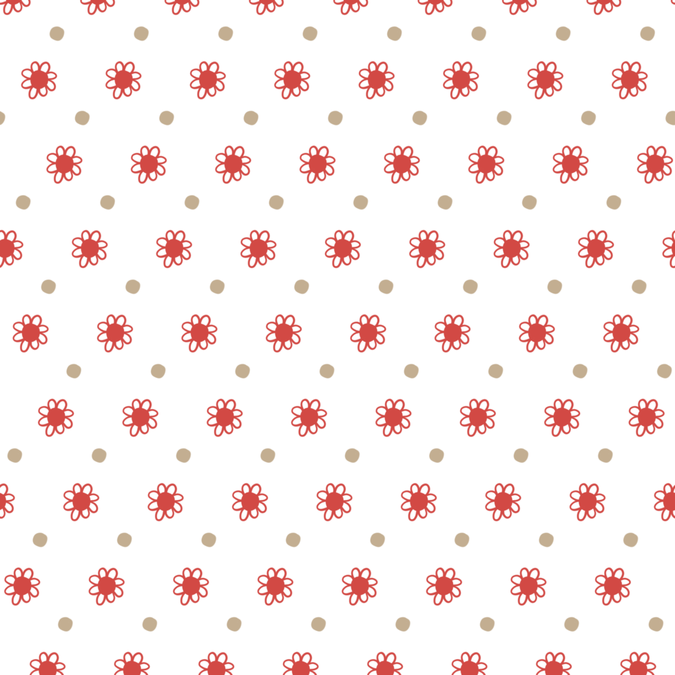 handdrawn of a little red flowers pattern. png