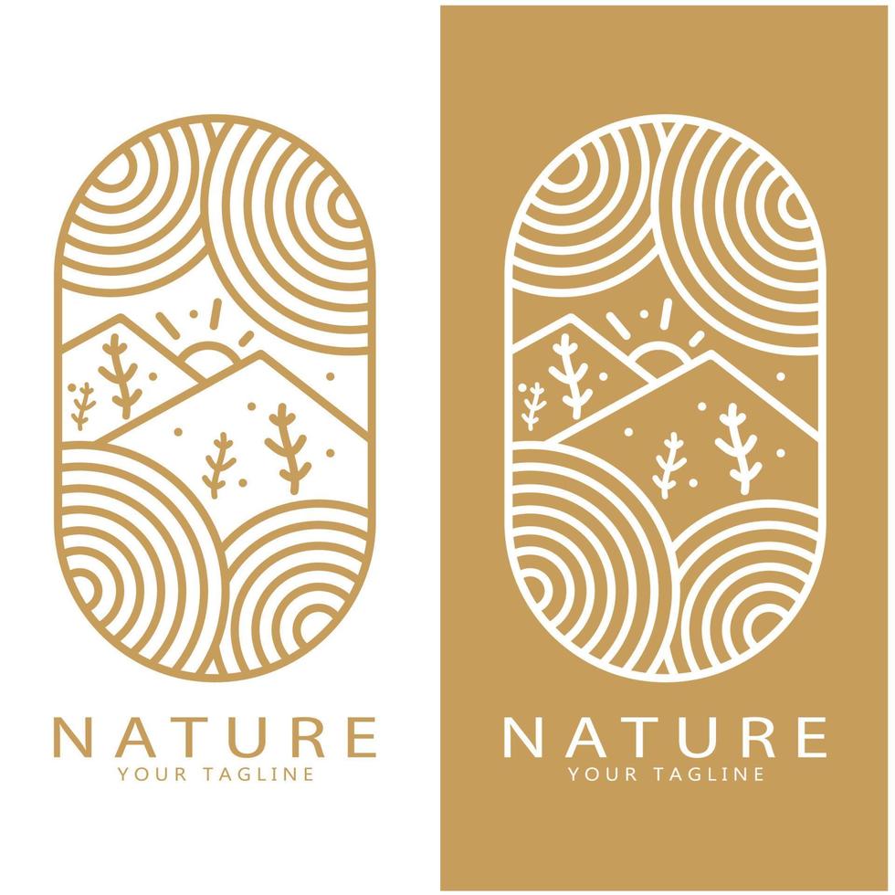 Nature vector logo. with trees, rivers, seas, mountains, business emblems, travel badges, ,ecological health