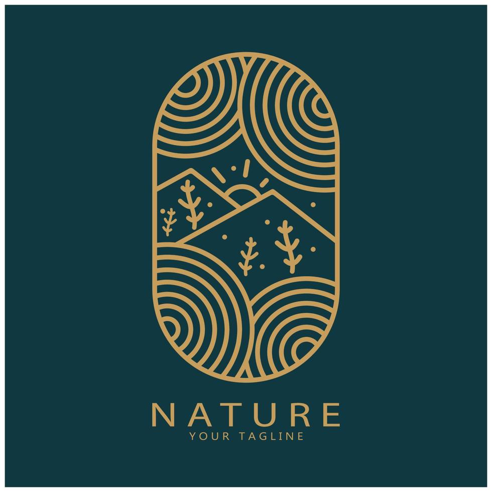 naturaleza vector logo. con árboles, ríos, mares, montañas, negocio emblemas, viaje insignias, ,ecológico salud