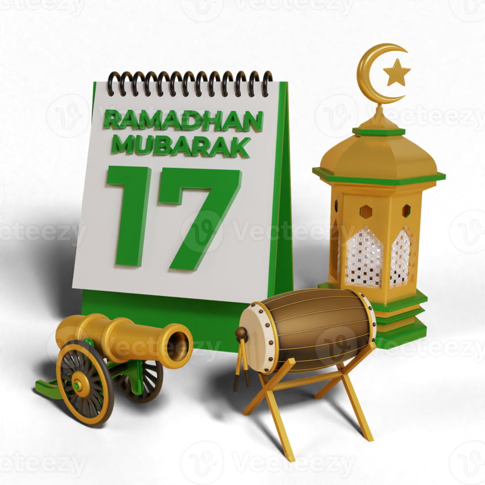 3D Ramadhan Mubarak calendar png