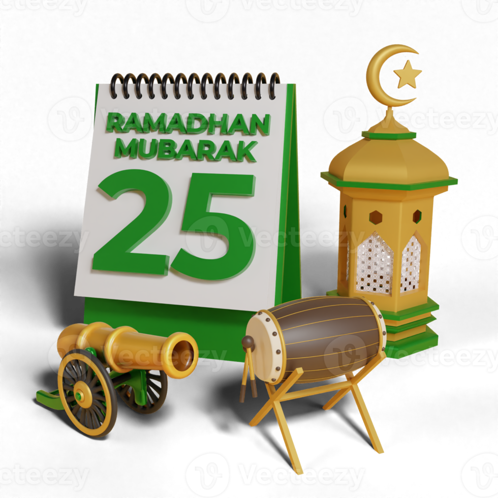 3D Ramadhan Mubarak calendar png