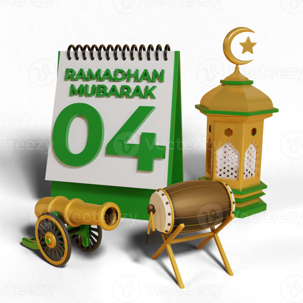 3D Ramadhan Mubarak calendar png