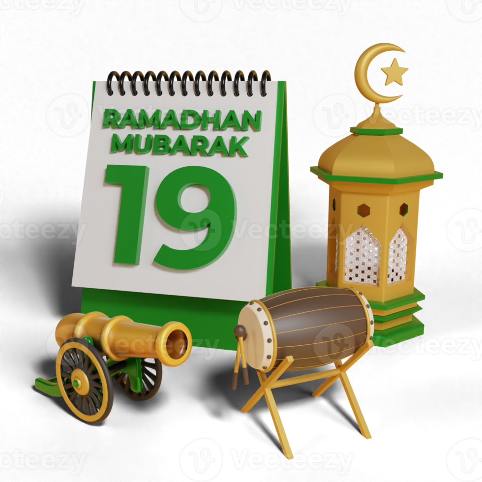 3D Ramadhan Mubarak calendar png