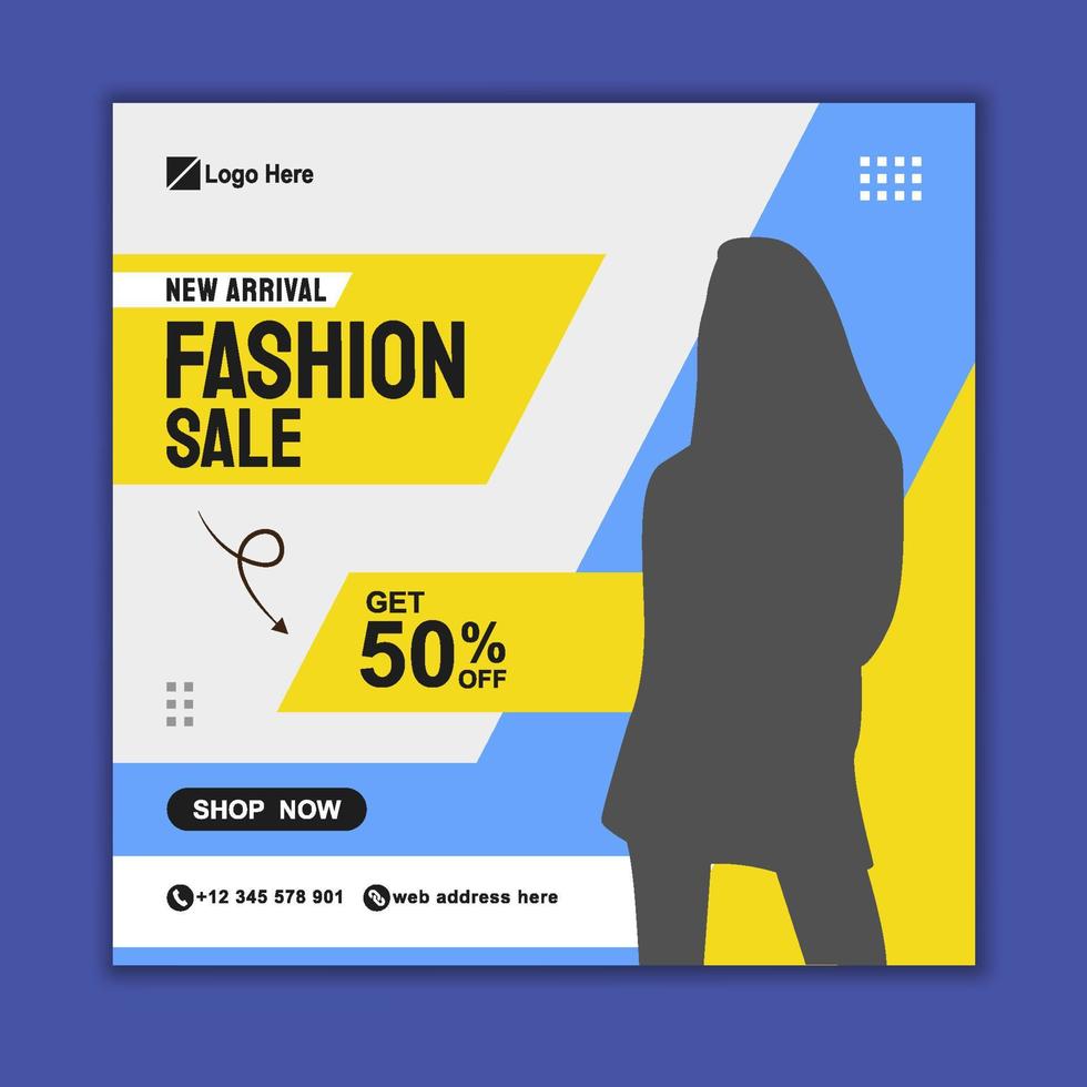 Fashion Sale Banner Social Media Post Instagram Facebook Template vector