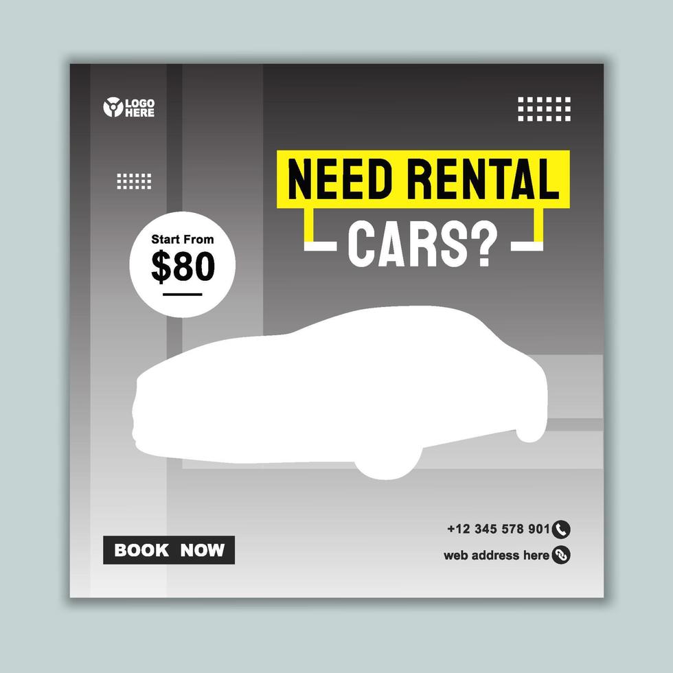 Car Rental Instagram Post Banner Template vector