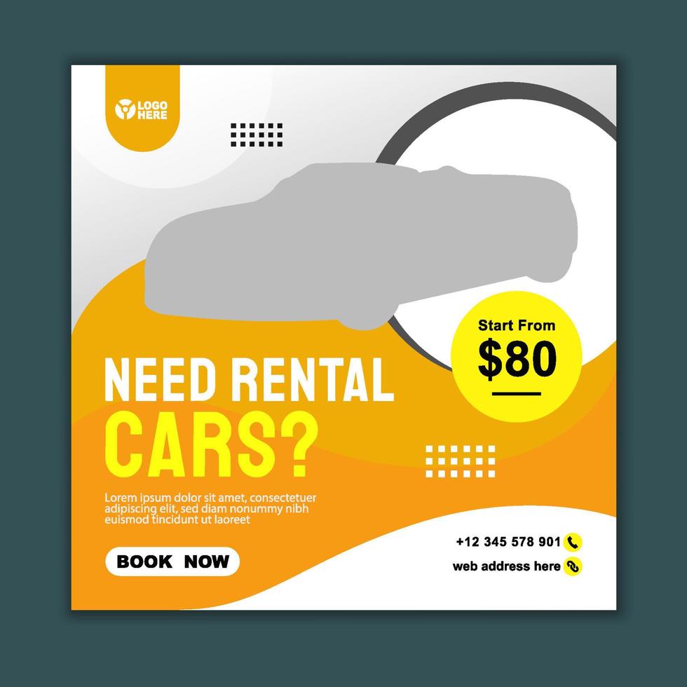 Car Rental Instagram Post Banner Template vector