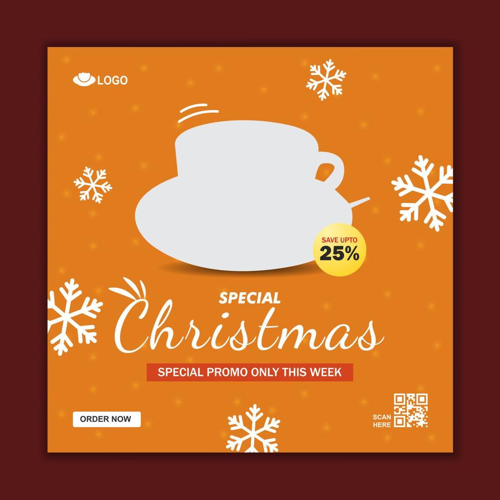 Christmas Drink Menu Flyer Social Media Post Template vector