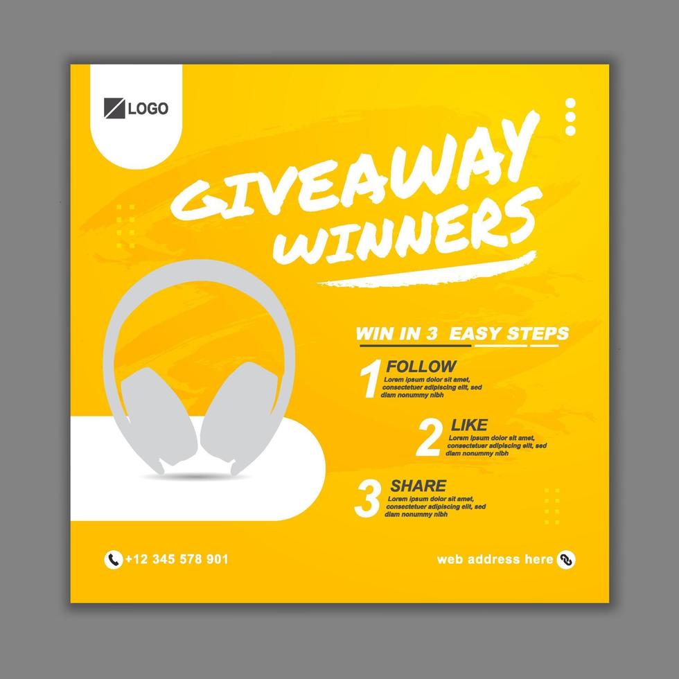 Giveaway Social Media Post Promotion for Instagram Facebook vector