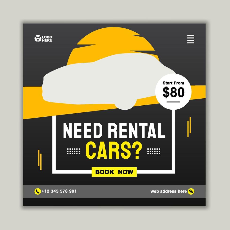 Car Rental Instagram Post Banner Template vector