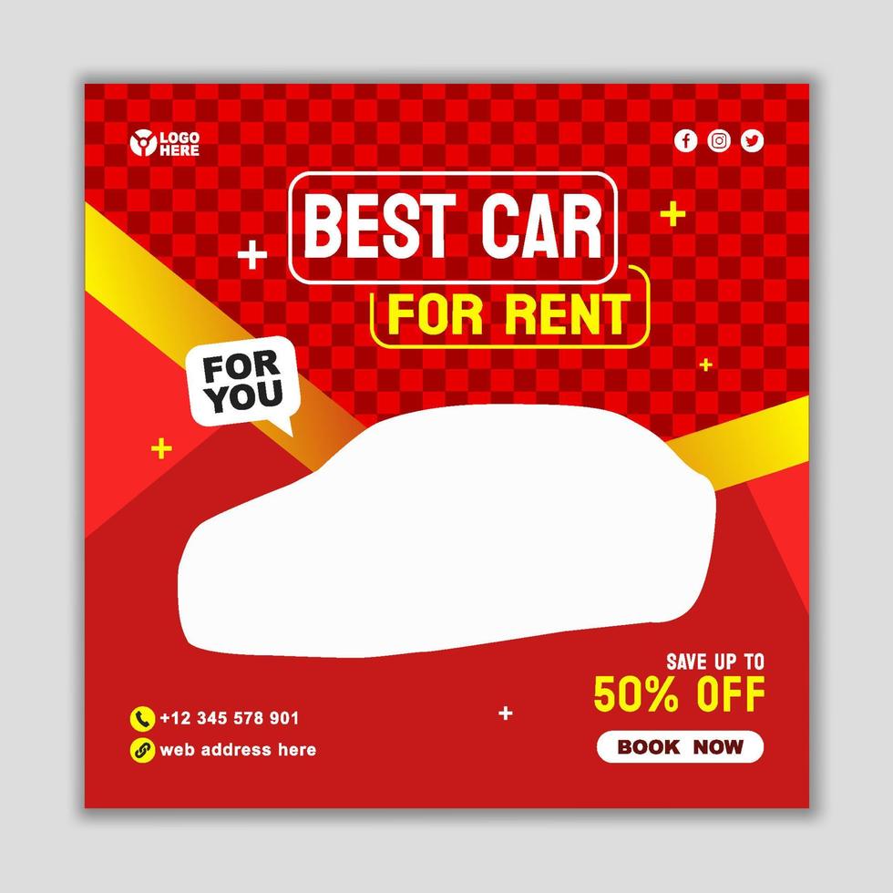 Car Rental Social Media Promotion Square Banner Template vector