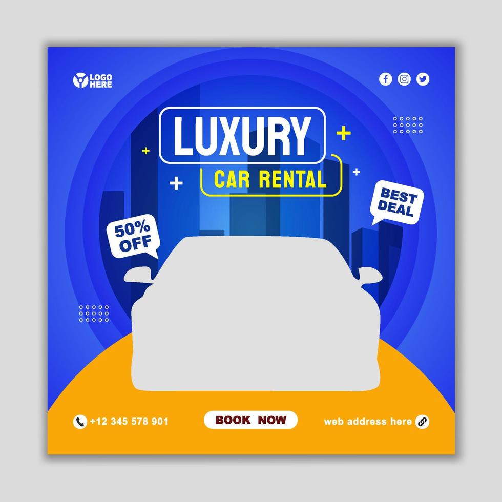 Car Rental Social Media Promotion Square Banner Template vector