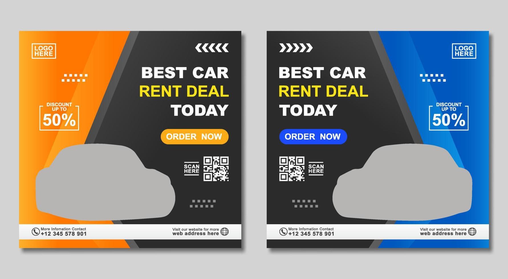 Car Rental Social Media Promotion Square Banner Template vector