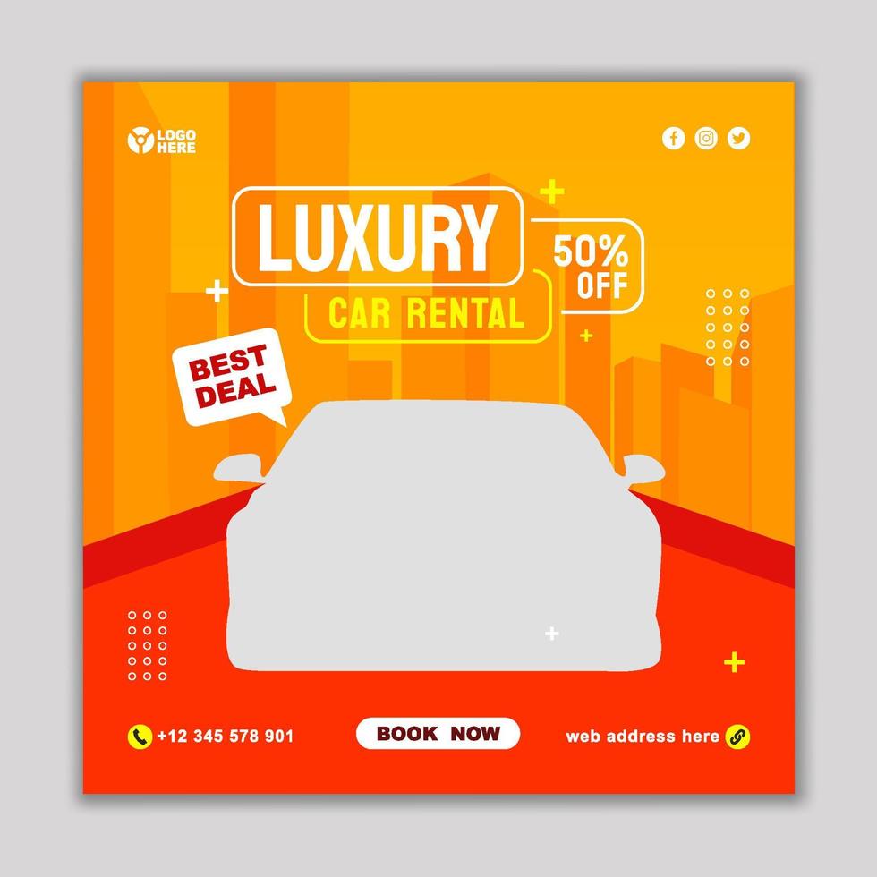Car Rental Social Media Promotion Square Banner Template vector