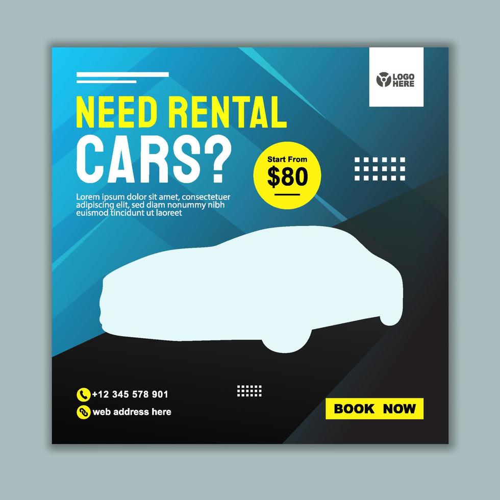 Car Rental Social Media Promotion Square Banner Template vector
