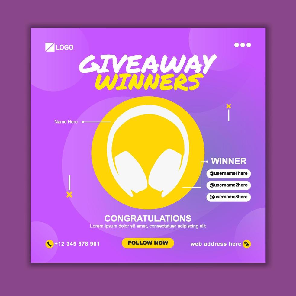 Giveaway Social Media Post Promotion for Instagram Facebook vector