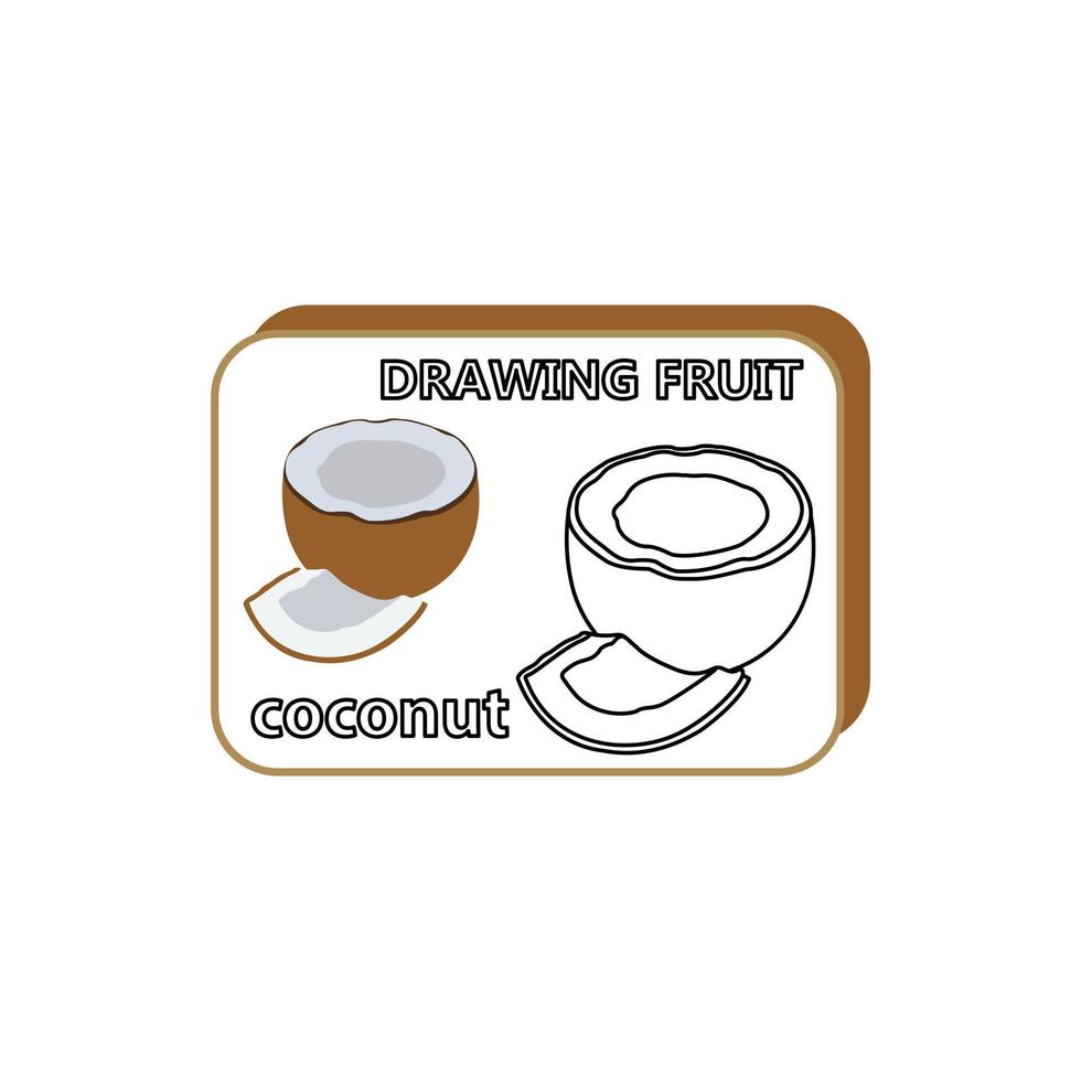 Drawing worksheet for preschool kids with easy gaming level of difficulty, simple educational game for kids to finish the picture by Sample and draw the coconut vector