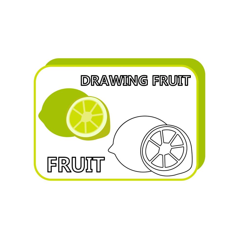 Fruits Coloring Pages Lemon Coloring for Kids with Guidelines vector