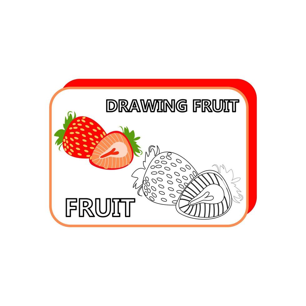 Coloring pages strawberry for kids education, editable size and color eps file vector