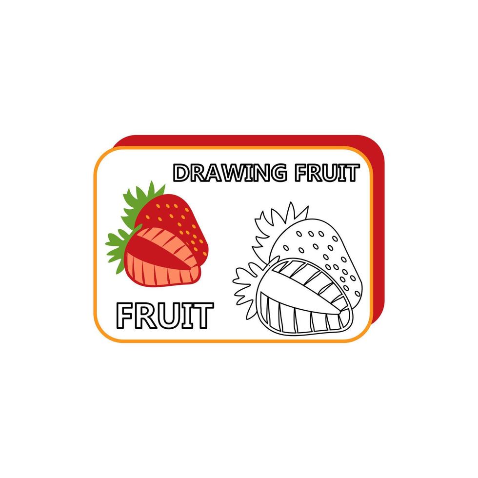 Coloring pages strawberry for kids education, editable size and color eps file vector