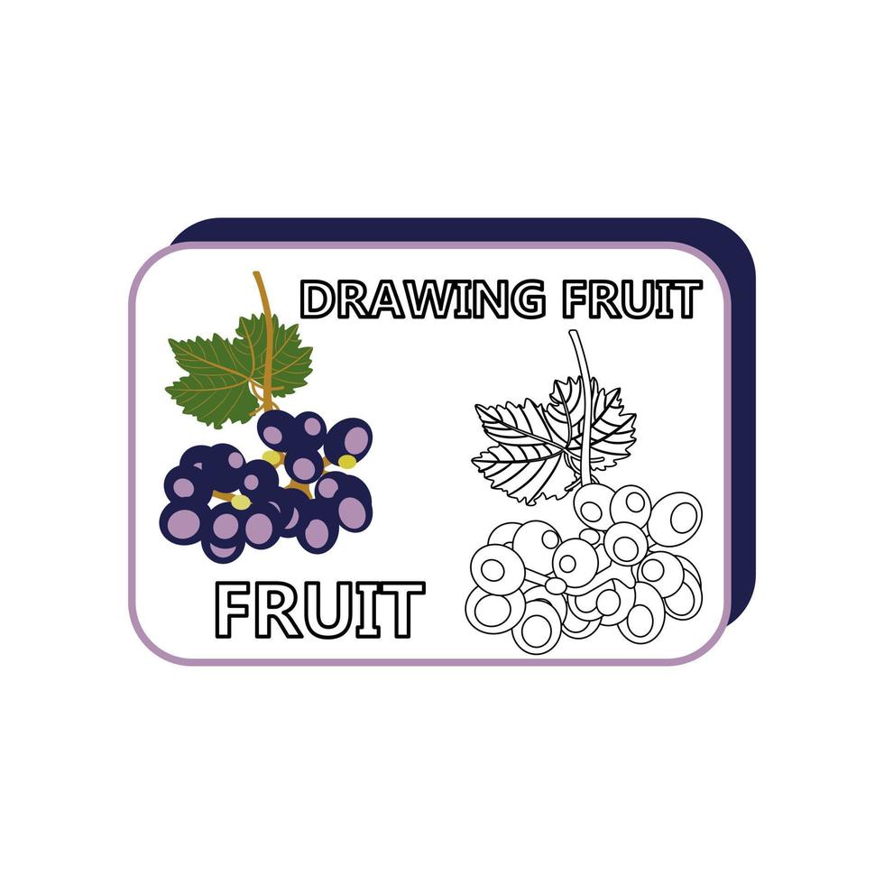 Vector set of grape bunches kids drawing. Child educational game page.