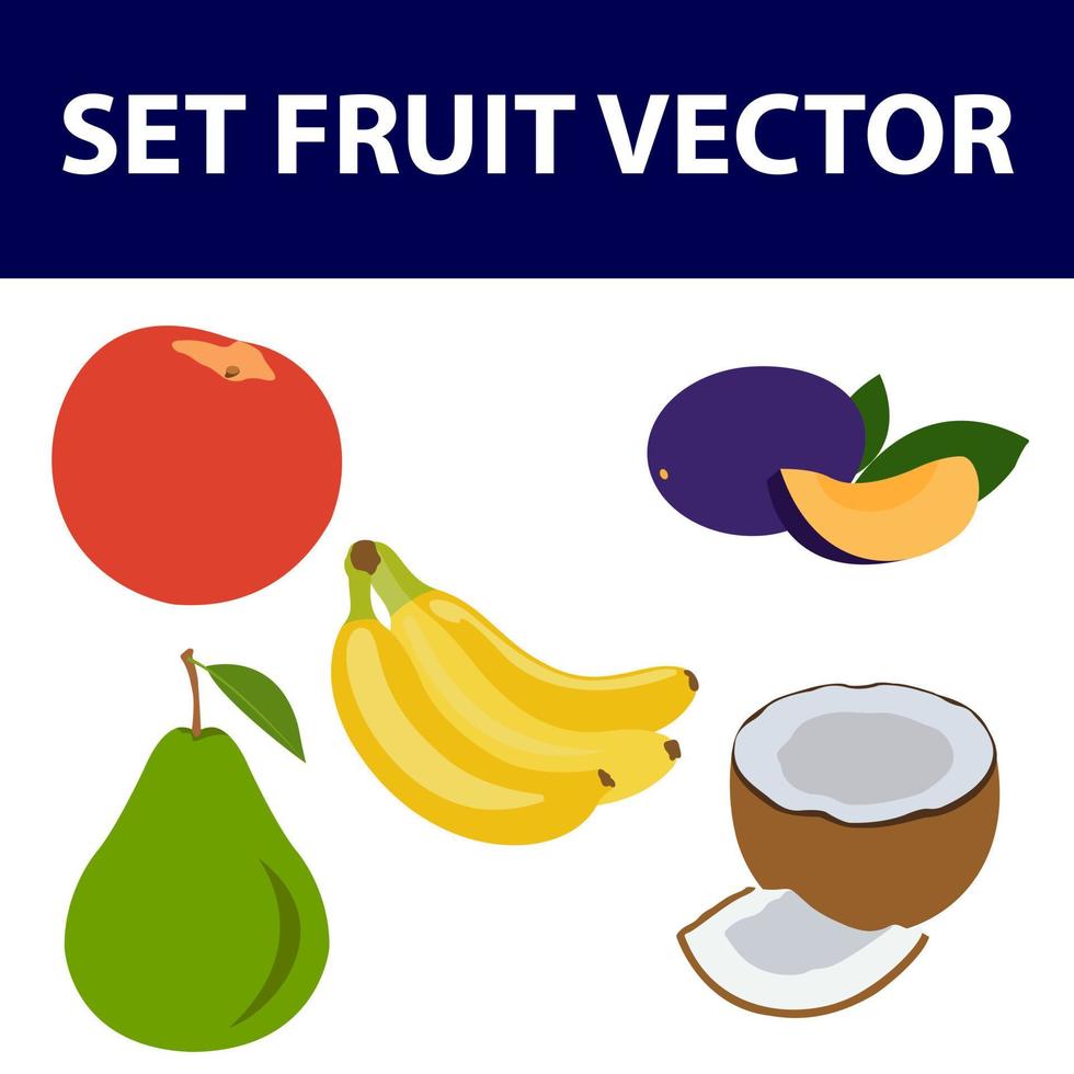 Different fruit set. All kinds of fresh tasty fruit. vector