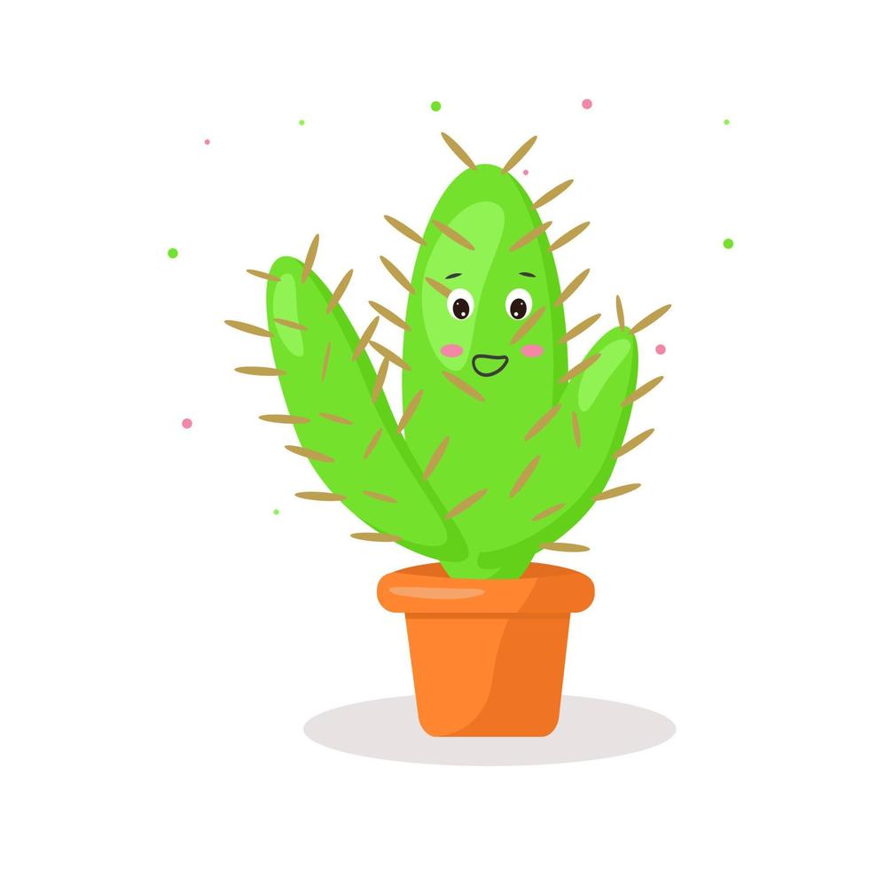 Plant floral design. Cartoon vector illustration. Smile face.