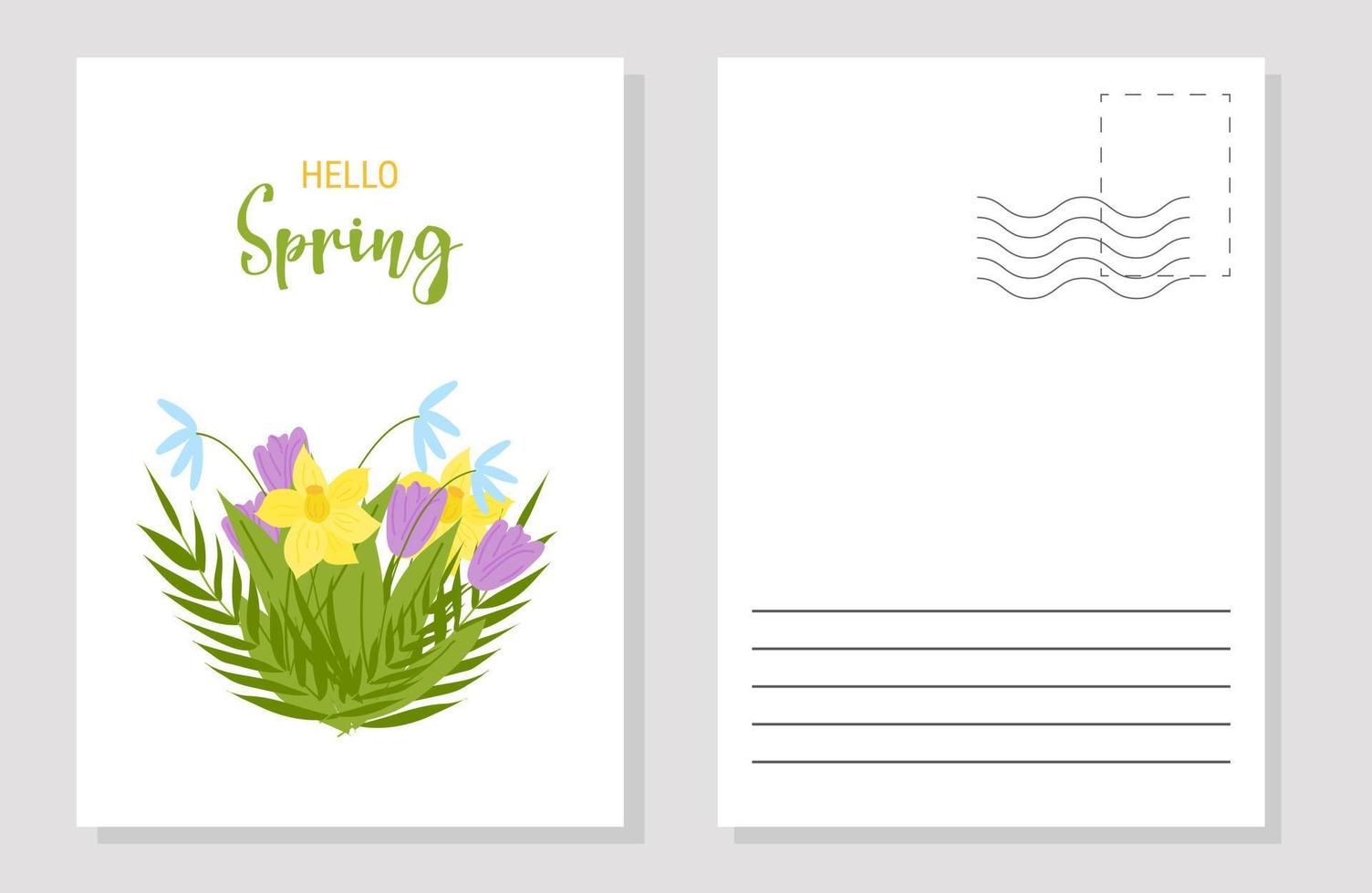 The layout of the spring postcard. Template. vector