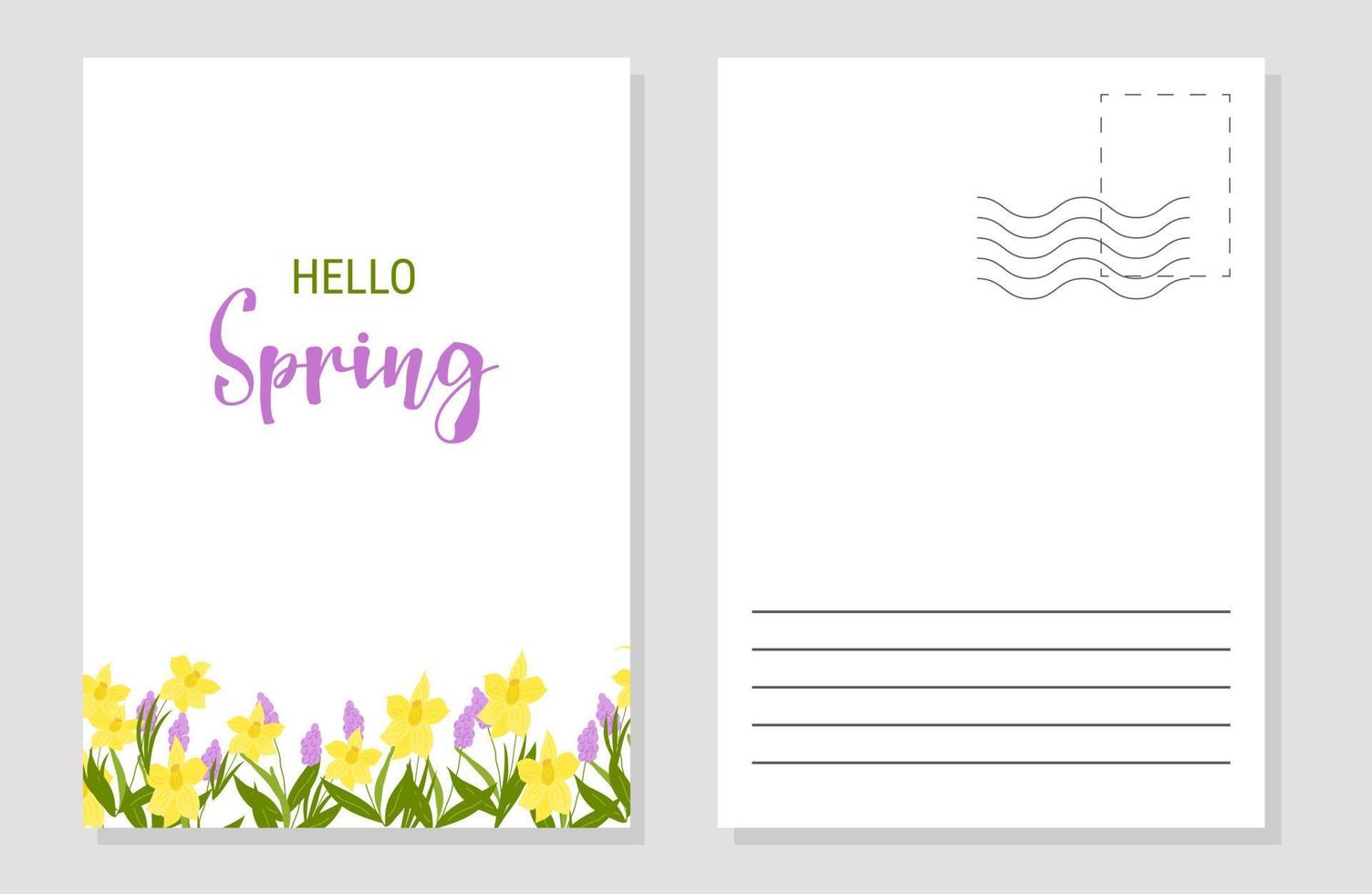 The layout of the spring postcard. Template. vector