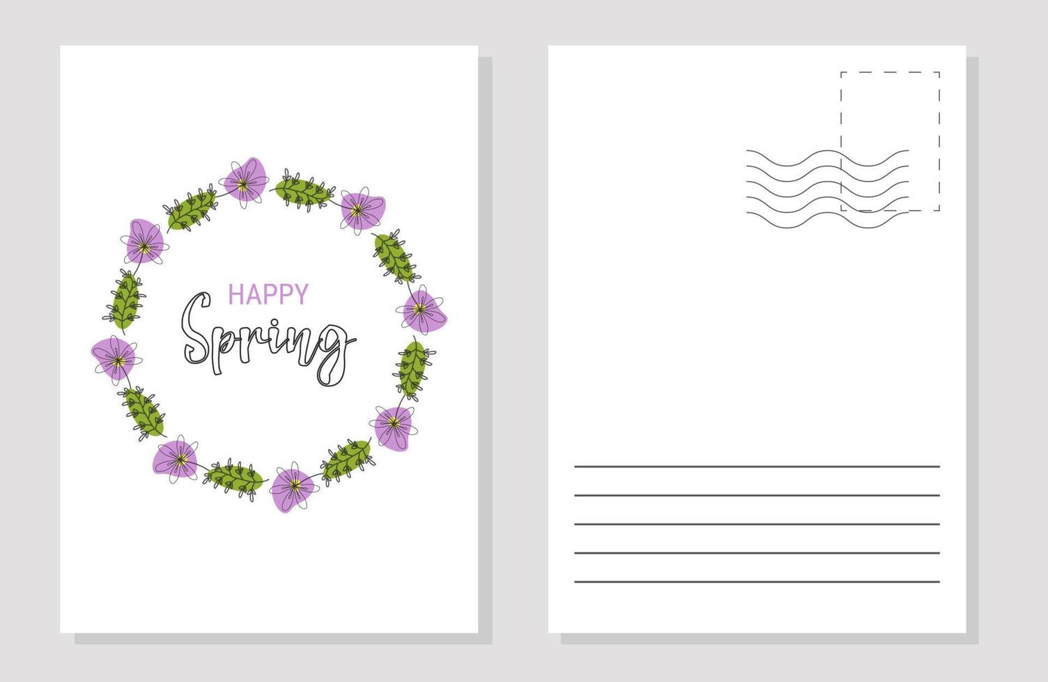 Spring postcard layout line art. Template. Color. 20843314 Vector Art