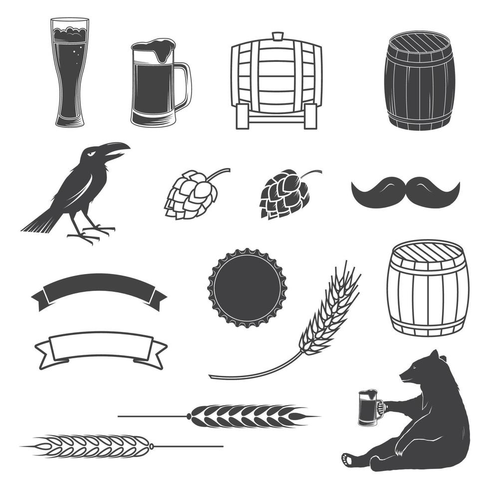 Set of Craft Beer elements isolated on the white background. vector