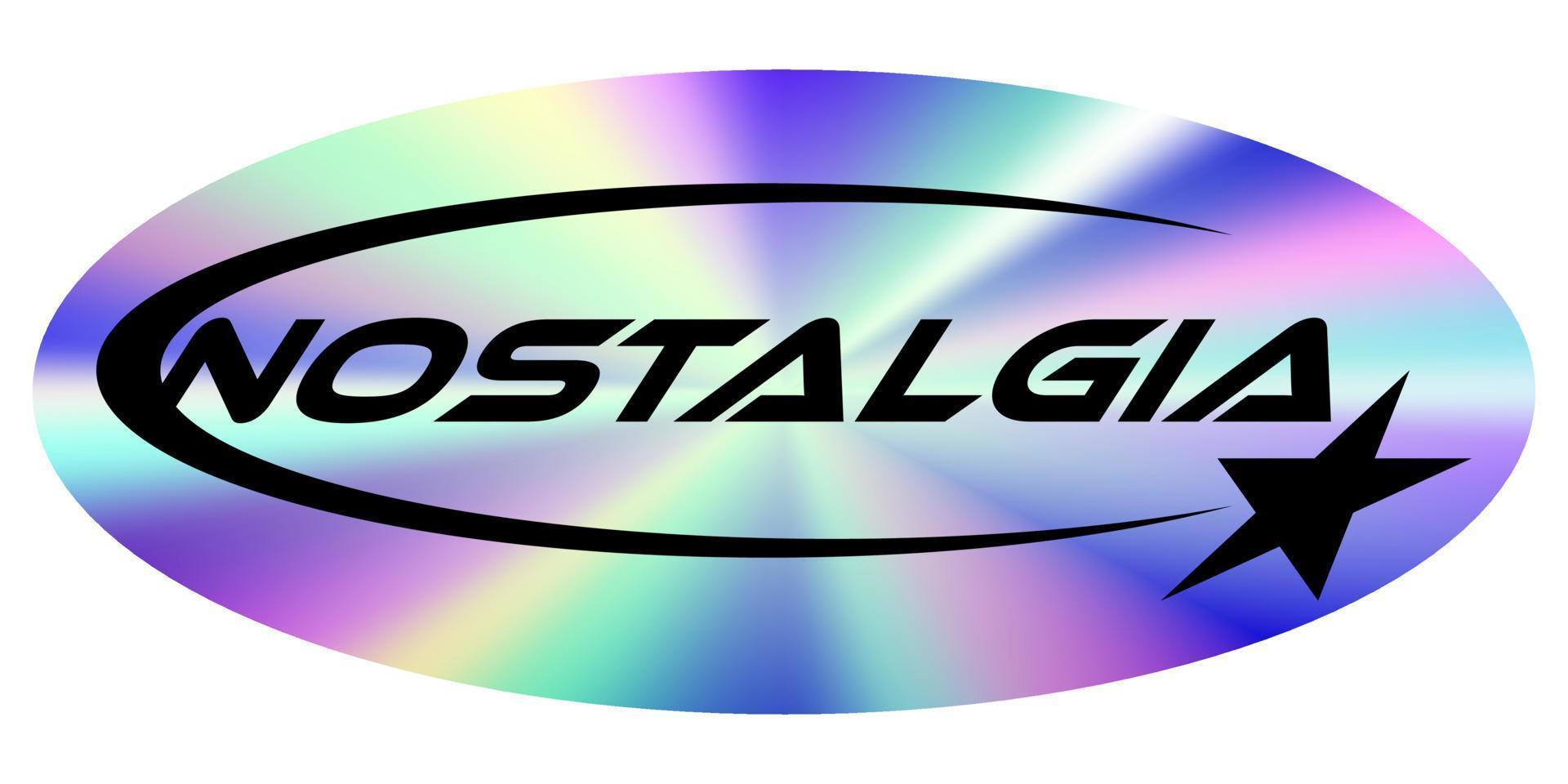 holográfico pegatina en de moda retro y2k estilo para tu diseño. vector gráfico con texturizado frustrar efecto. nostalgia para el años 80, años 90, 2000