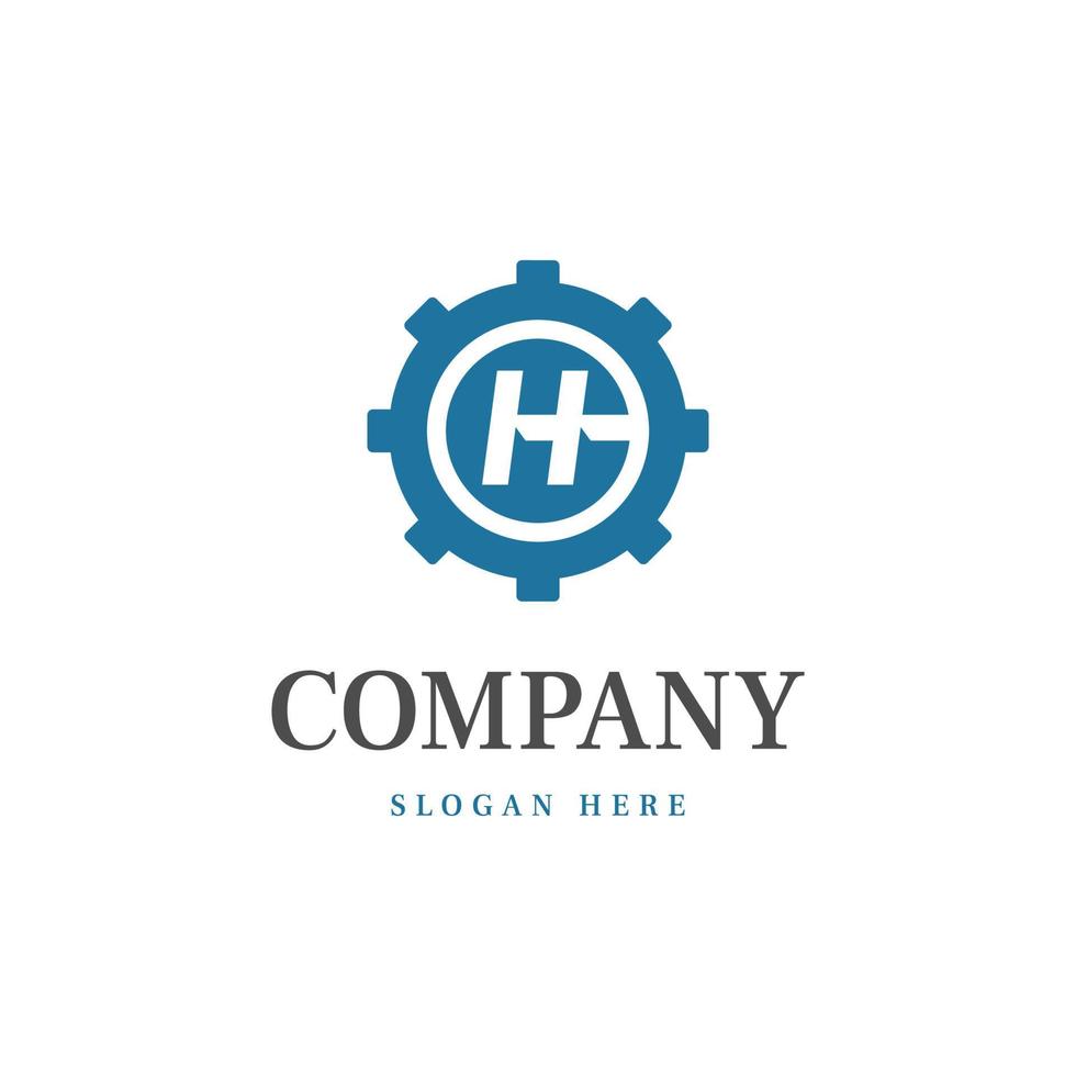 letter h gear mechanical logo vector