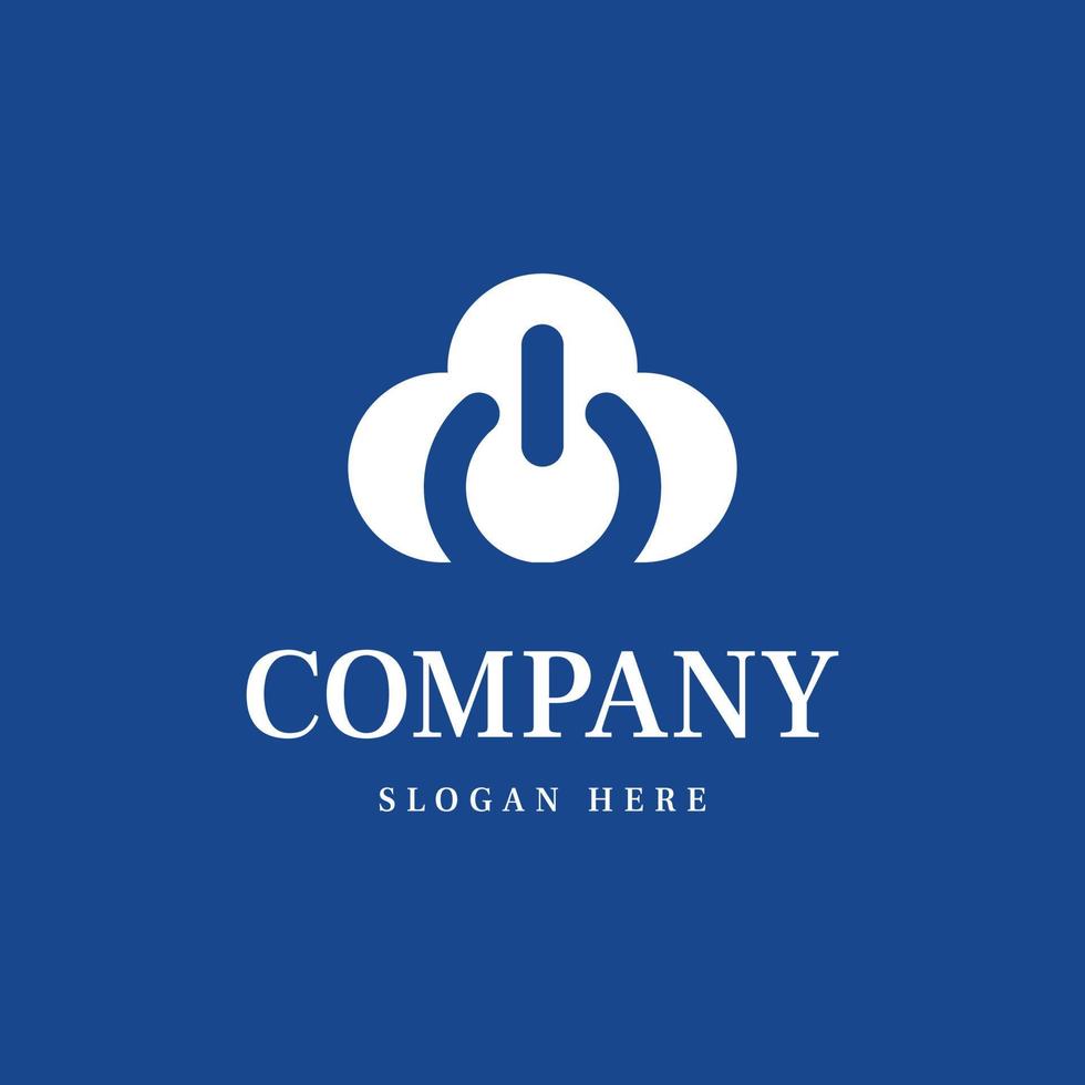 power button on cloud logo vector