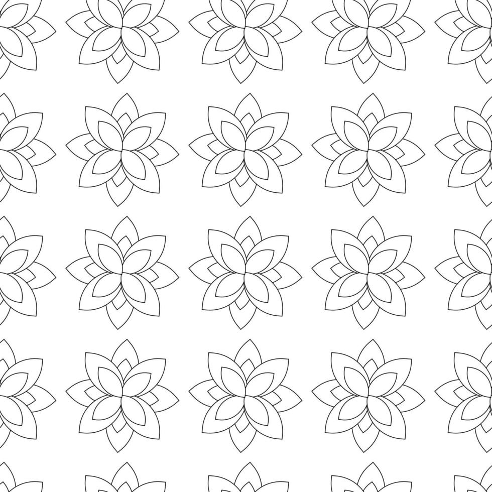 modelo en el tema de plantas en un línea. cuadrado modelo con flores, ornamento en negro y blanco colores. vector