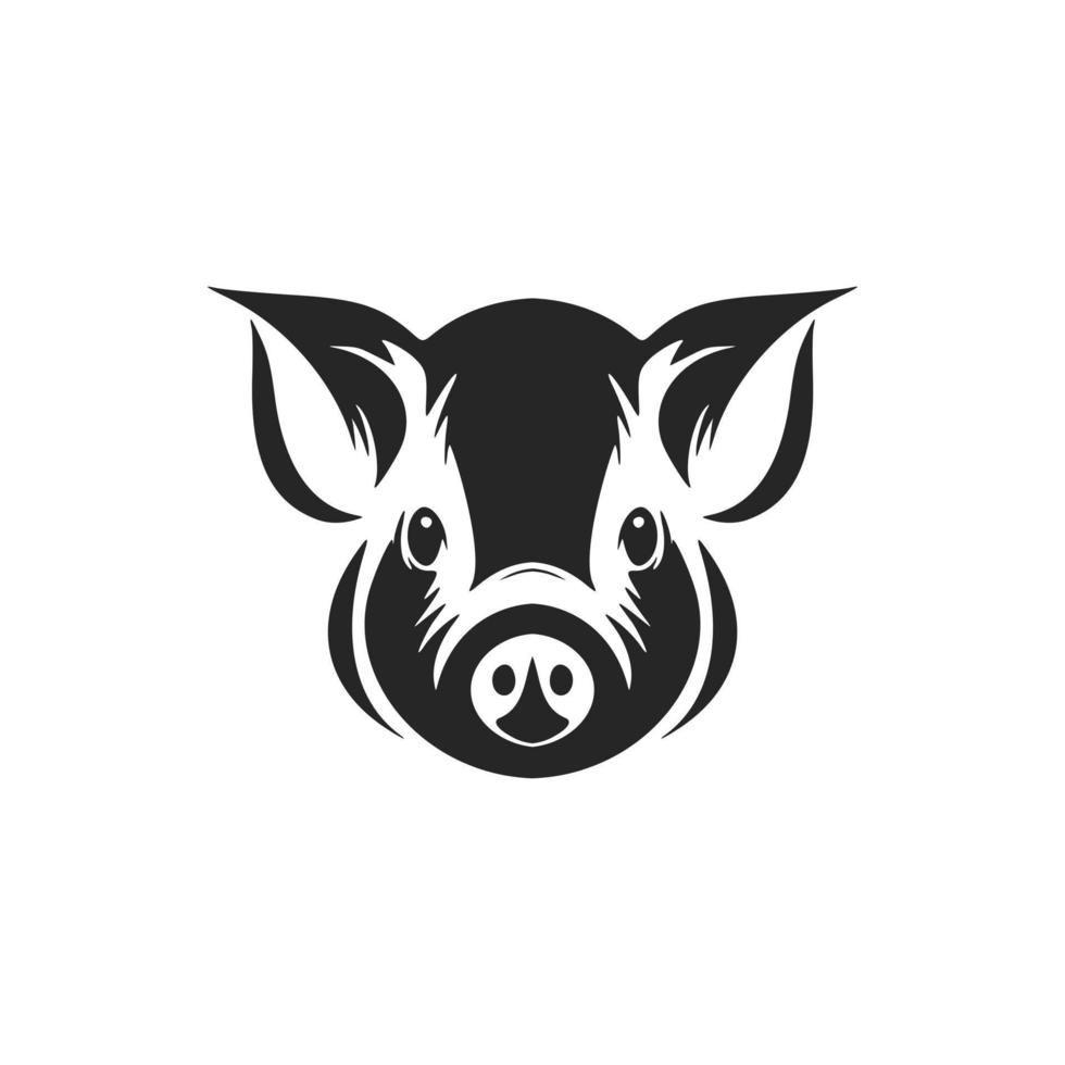 Make your brand stand out with an elegant, black and white pig vector logo.