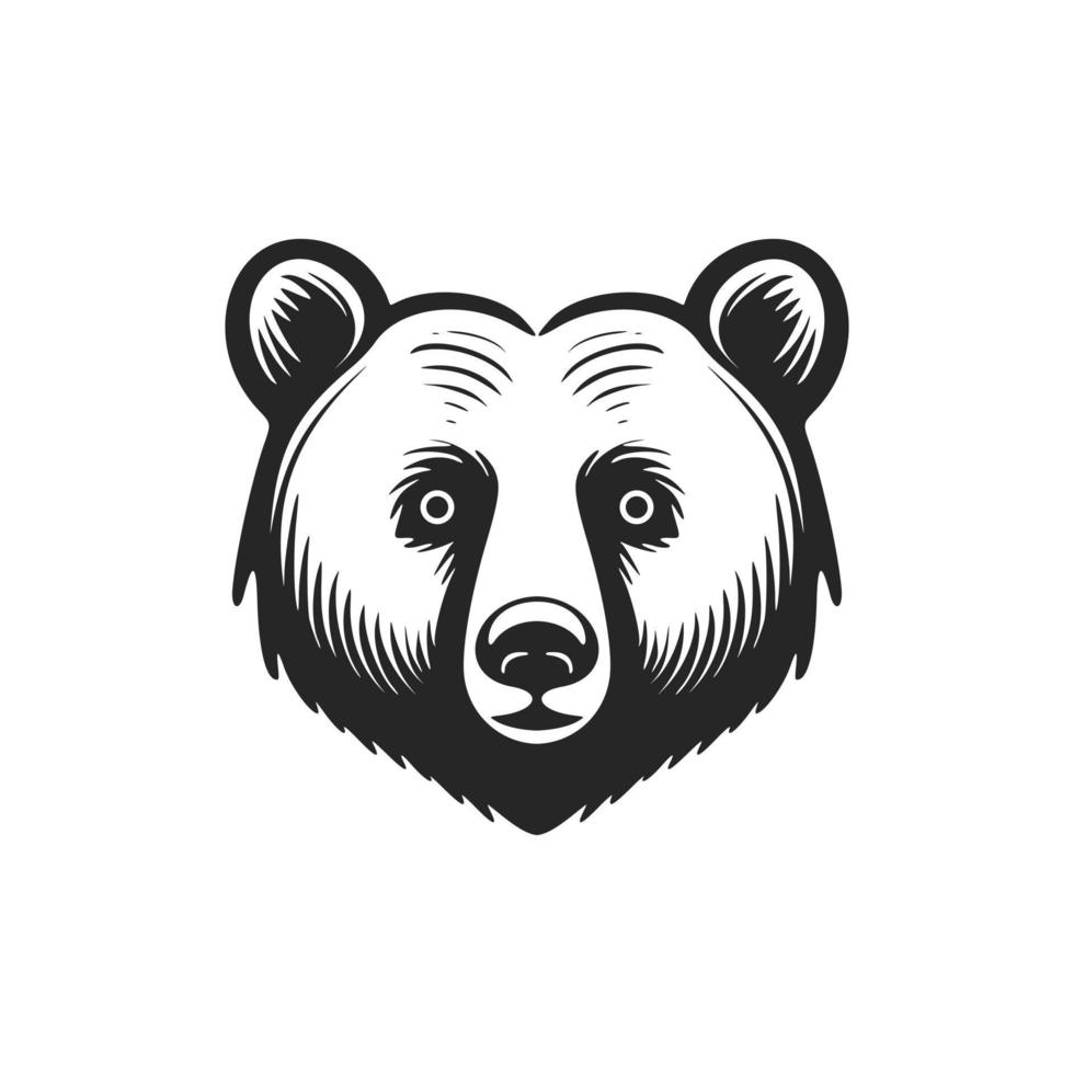 Elegant bear vector logo, in striking black and white.