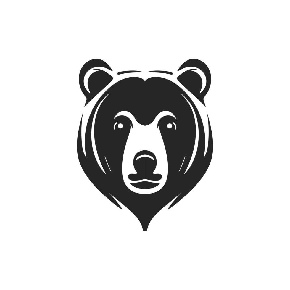An stylish black and white bear logo in vector format.